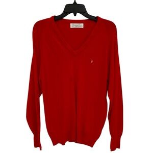 Christian Dior Men vintage Orion Acrylic Knit V-Neck Pullover Red Sweater Size M